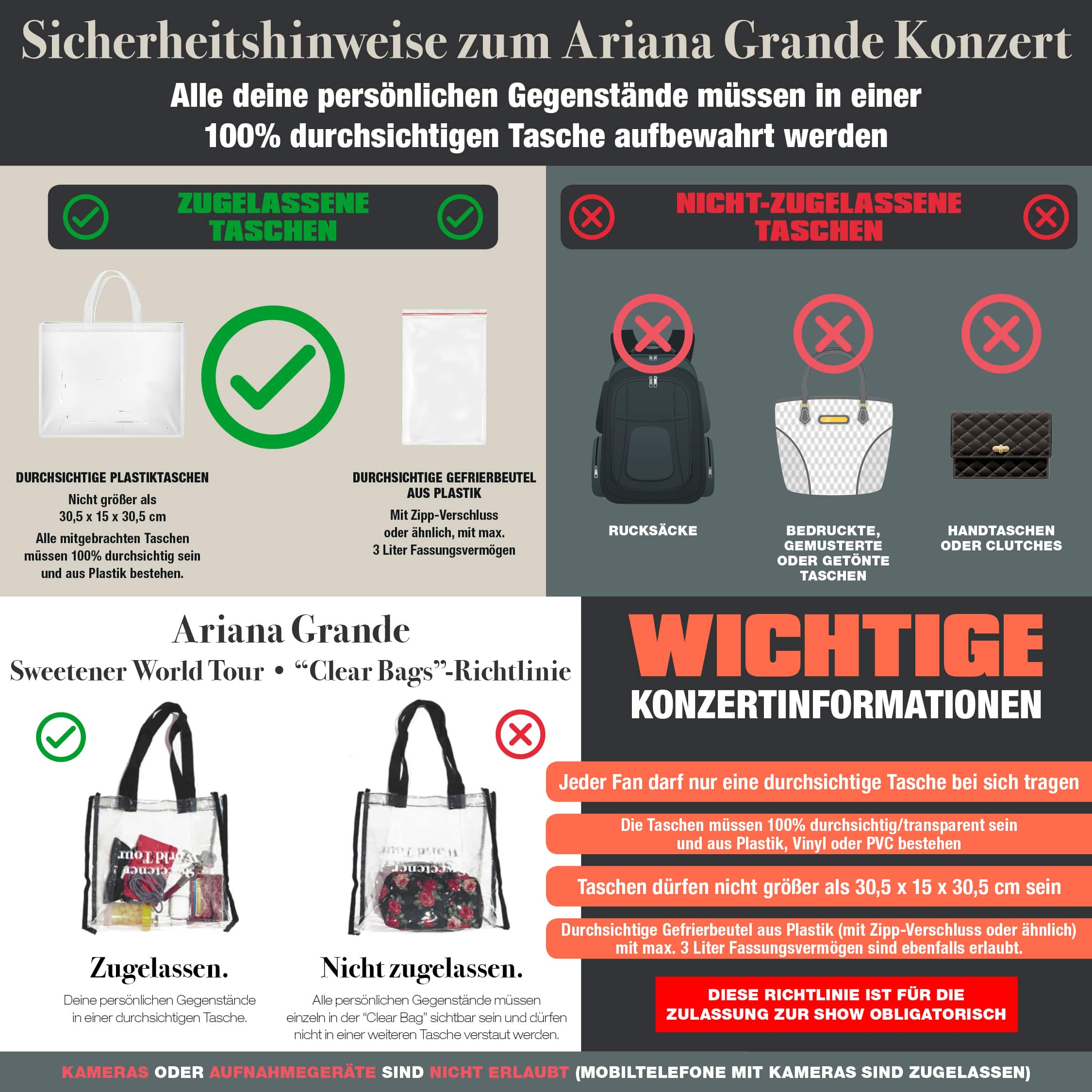 Ariana Grande Sicherheitsrichtlinien